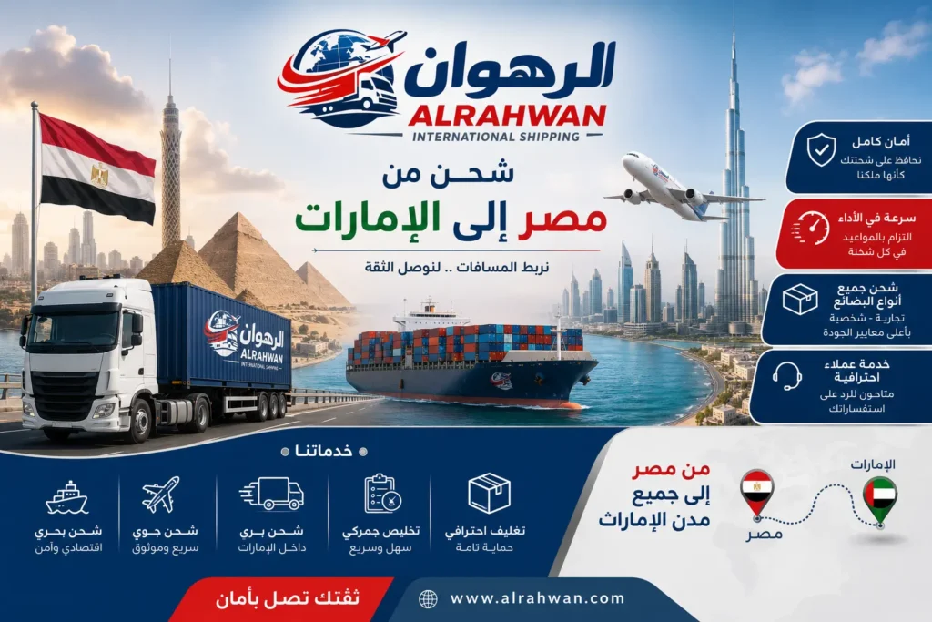 شركة شحن من مصر الى الإمارات | شحن عفش وبضائع وطرود بأسعار تنافسية