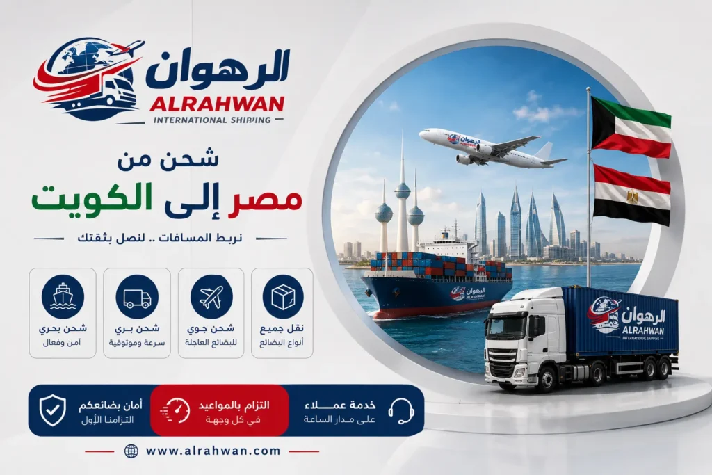 شركة شحن من مصر إلى الكويت | شحن عفش وبضائع وطرود بأسعار تنافسية