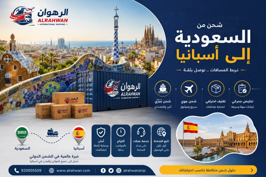 شركة شحن من السعودية إلى إسبانيا 0568829975 | شحن الأثاث والسيارات والبضائع
