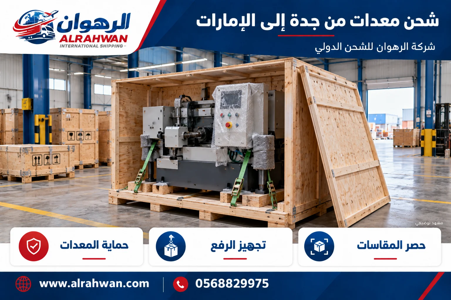 معدة صغيرة محمية ومثبتة على قاعدة داخل صندوق خشبي أثناء التجهيز