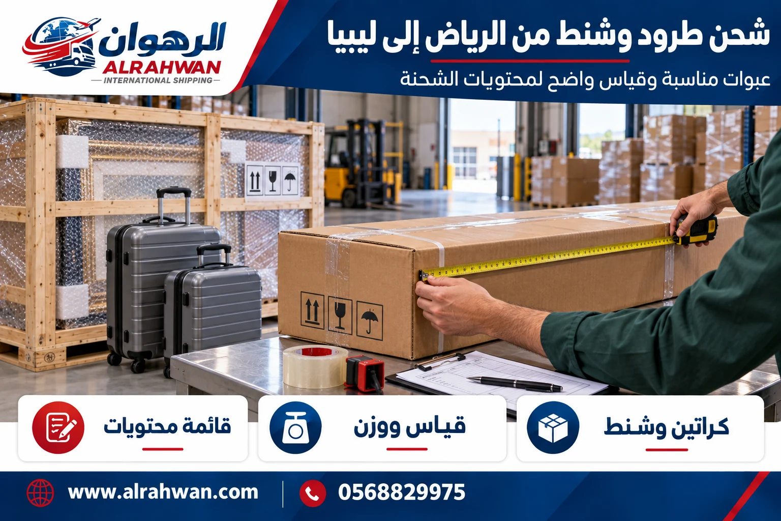 طرود وشنط وكراتين مجهزة للشحن من الرياض إلى ليبيا