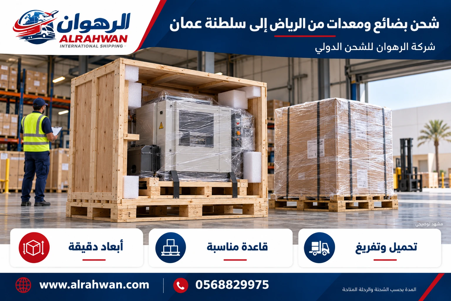 آلة صغيرة داخل صندوق خشبي مع حماية داخلية وتجهيزات شحن