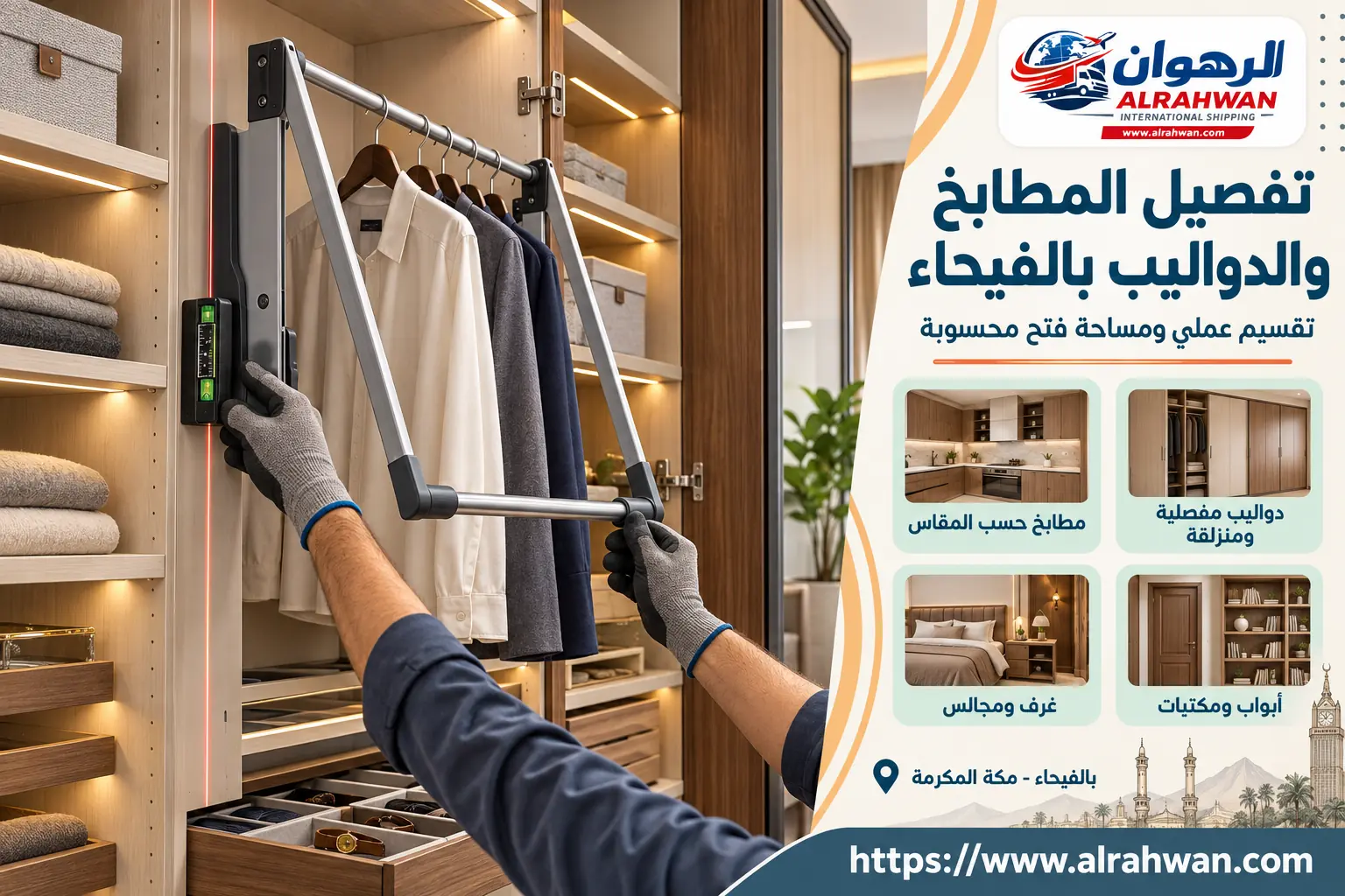 تفصيل المطابخ والدواليب حسب المقاس في حي الفيحاء بمكة