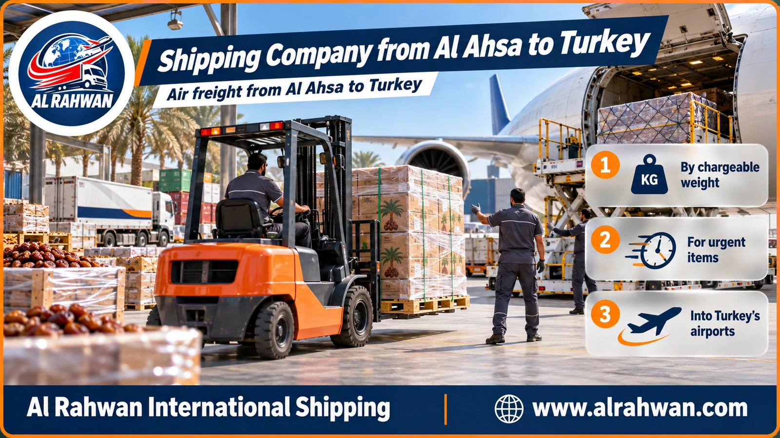 Shipping Company from Al Ahsa to Turkey - wrapped air freight parcels being loaded onto a cargo plane bound for an airport in Turkey