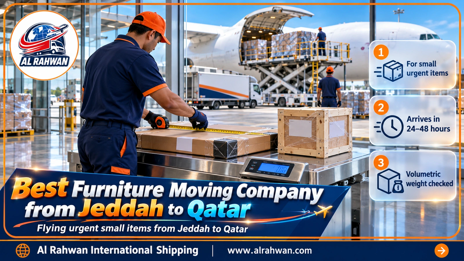 Small air consignment from the best furniture moving company from Jeddah to Qatar on a cargo acceptance scale