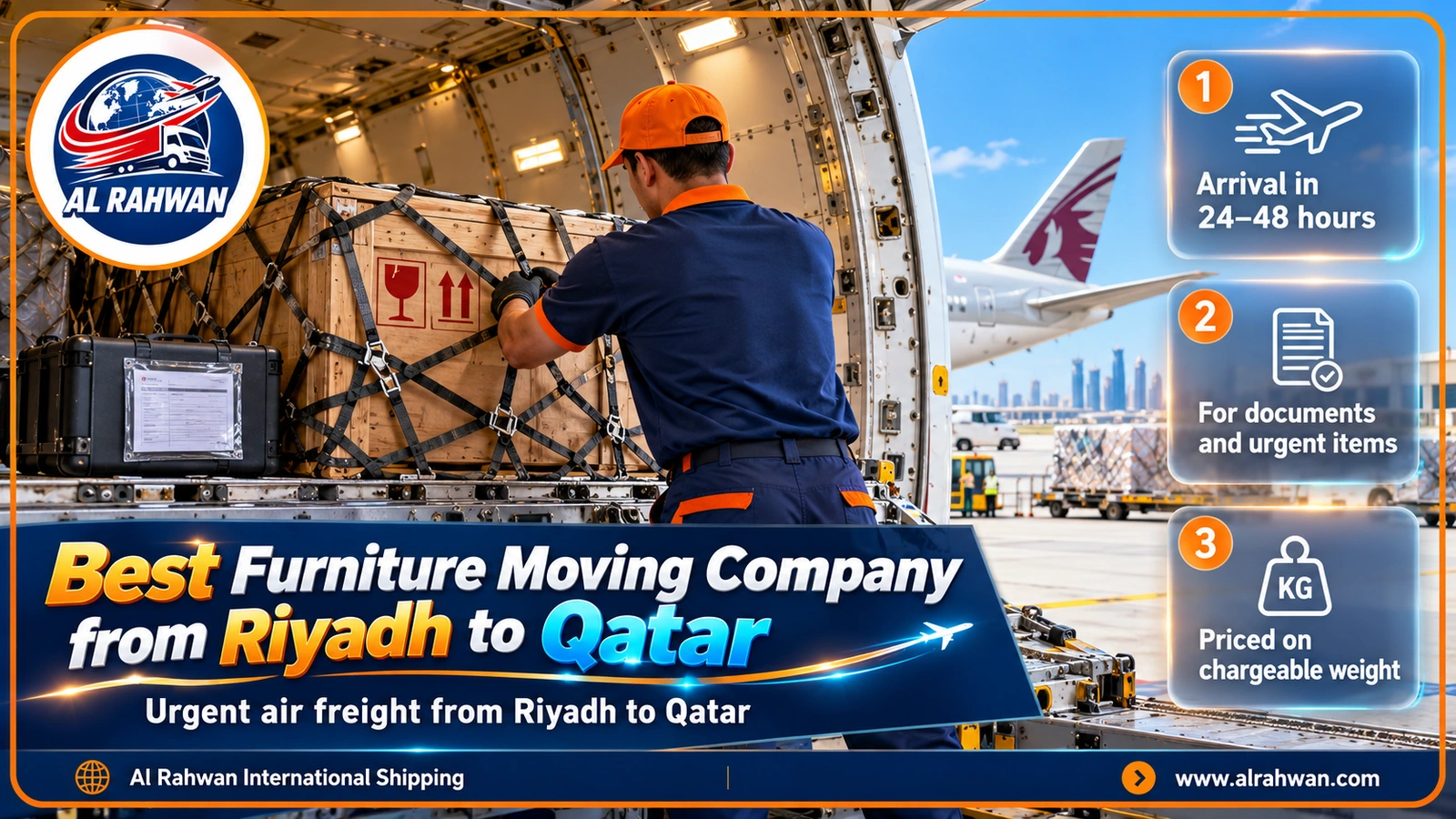Best furniture moving company from Riyadh to Qatar - preparing an urgent air shipment
