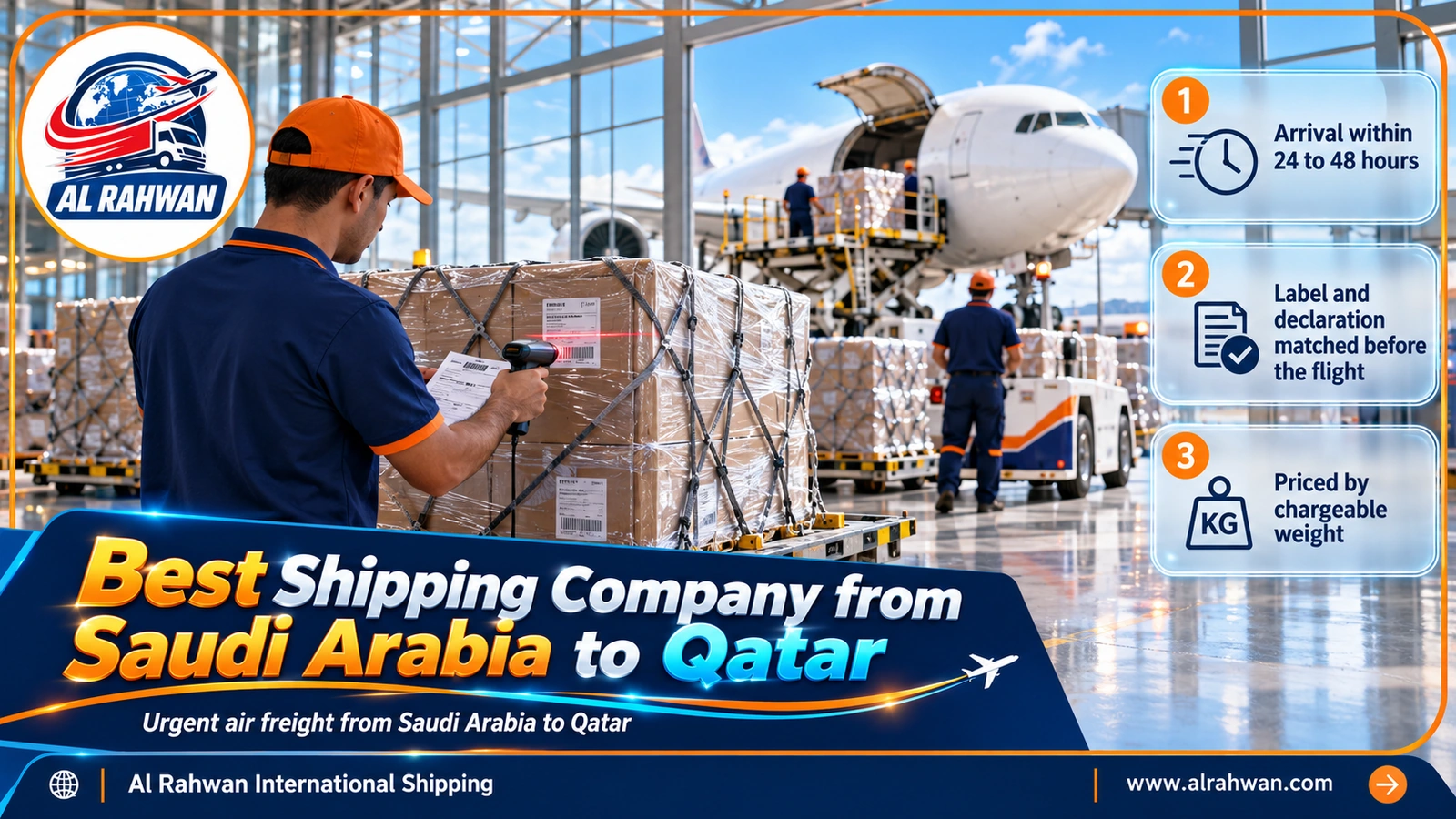 Best shipping company from Saudi Arabia to Qatar checking air cargo labels before handing over to the flight