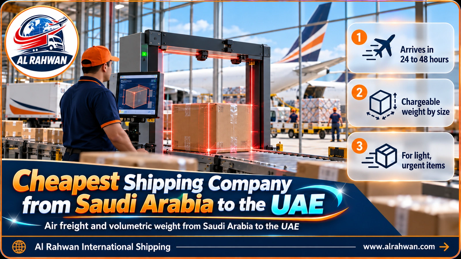 Measuring an air shipment to calculate volumetric weight with the cheapest shipping company from Saudi Arabia to the UAE