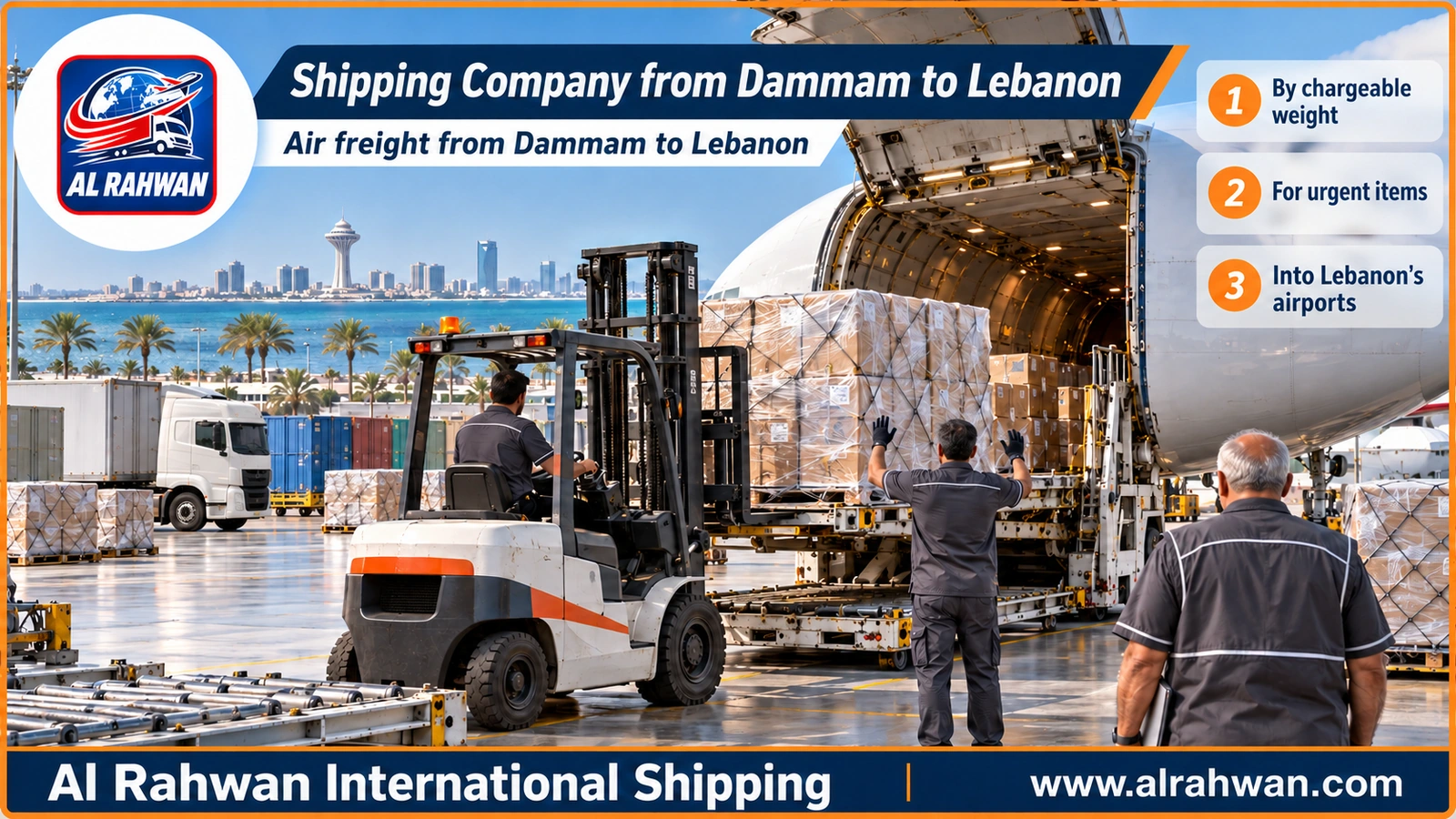 Shipping Company from Dammam to Lebanon - wrapped air freight parcels on a loading pallet bound for Lebanon