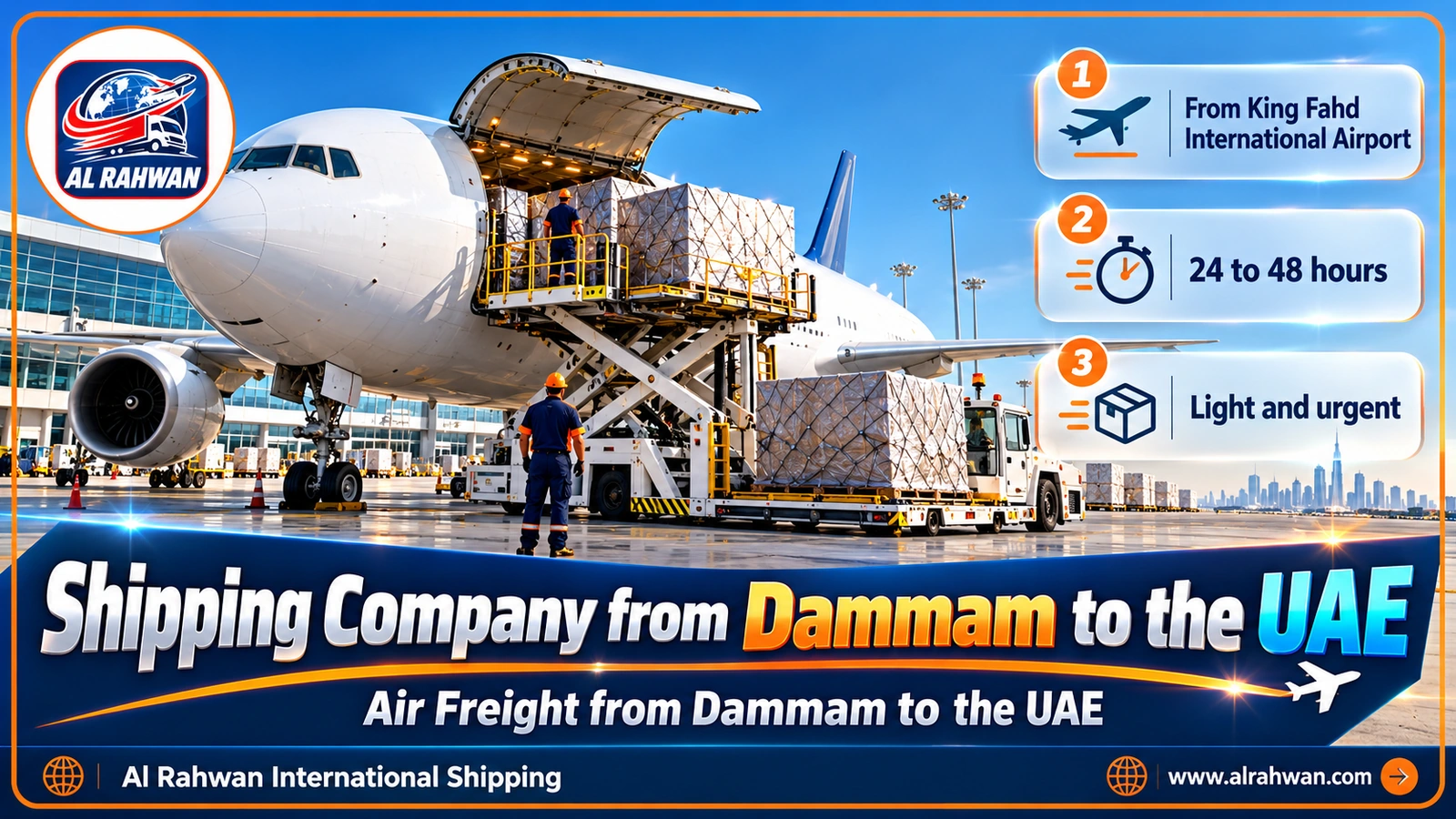 Air shipment being prepared at King Fahd International Airport in Dammam for the UAE