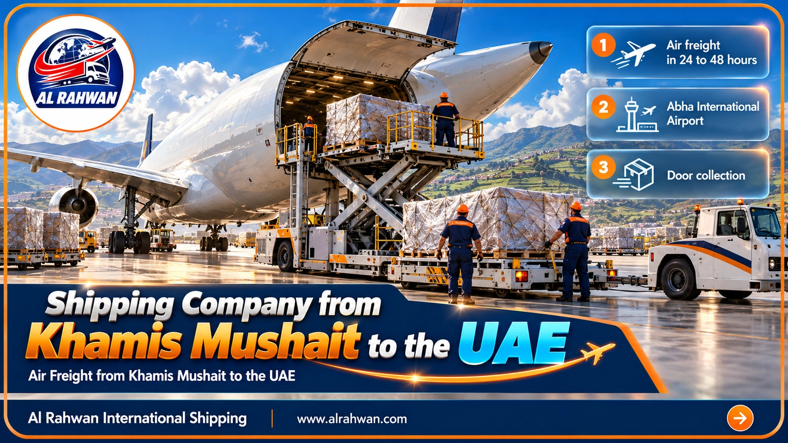 Loading an air cargo shipment onto a freighter at Abha International Airport