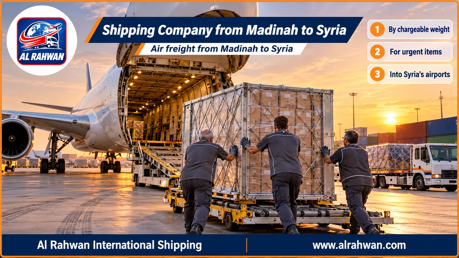 Shipping Company from Madinah to Syria - wrapped air freight parcels on a loading pallet bound for Syria