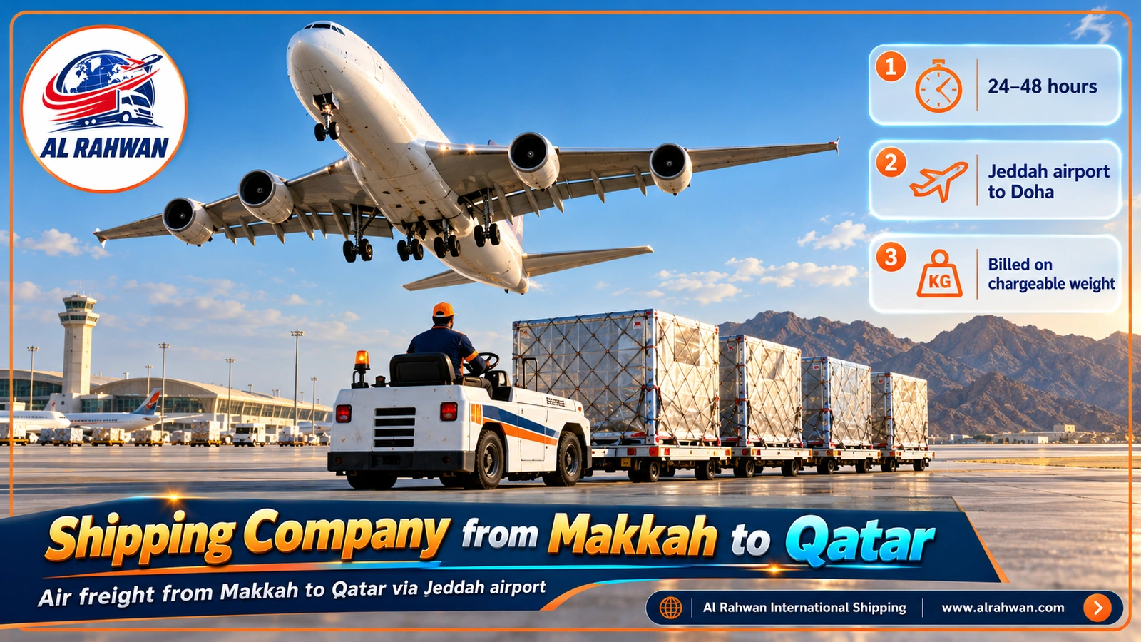 Shipping company from Makkah to Qatar - preparing an air shipment at Jeddah airport bound for Doha