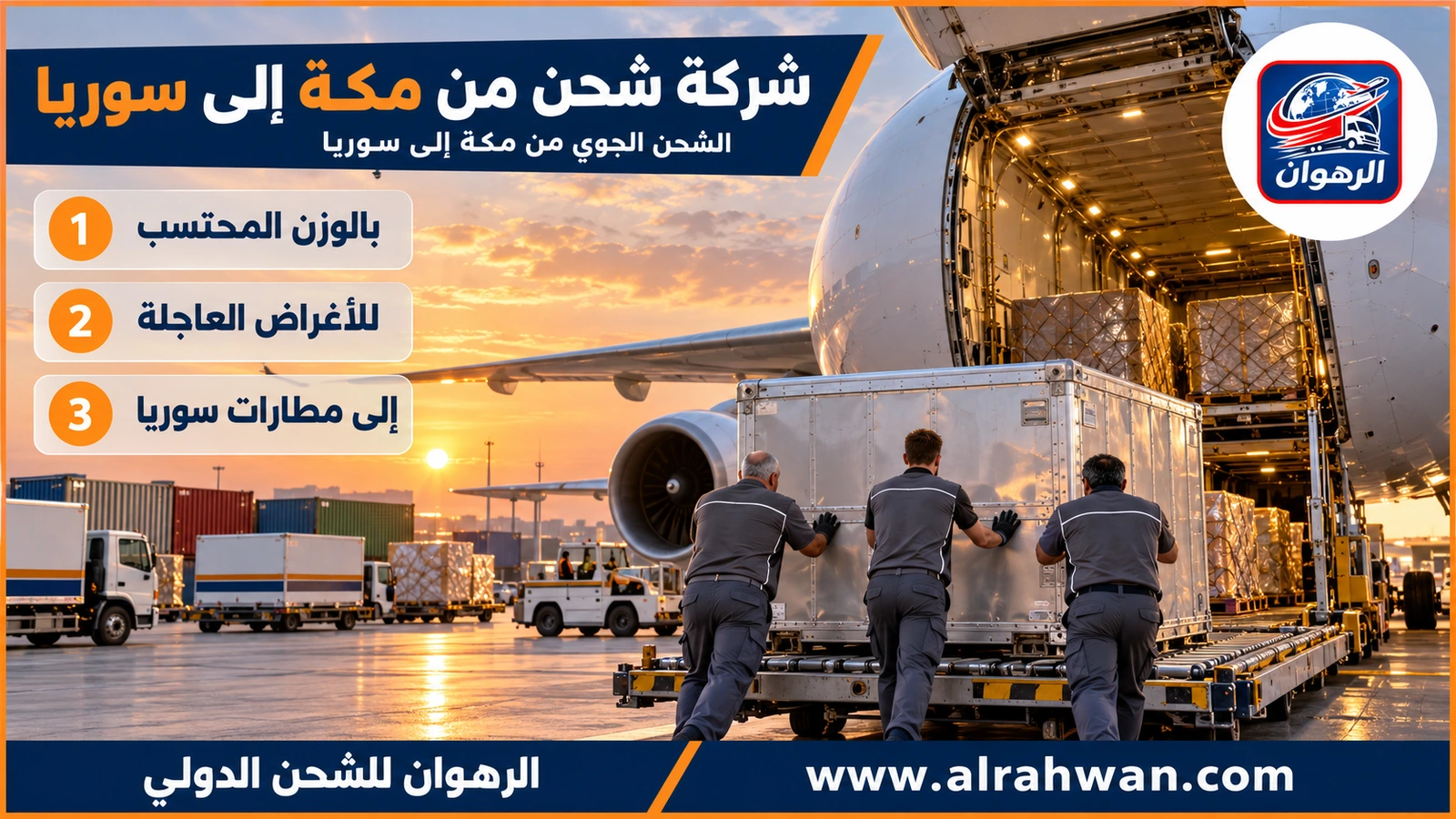 شركة شحن من مكة إلى سوريا - طرود شحن جوي مغلفة على منصة تحميل متجهة إلى سوريا