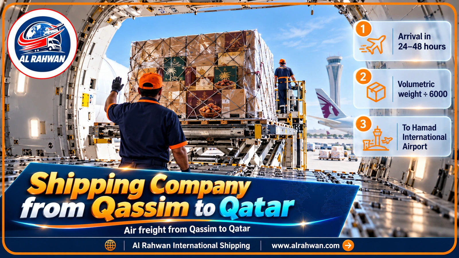 Urgent parcels being prepared for air freight from Qassim to Hamad International Airport in Qatar