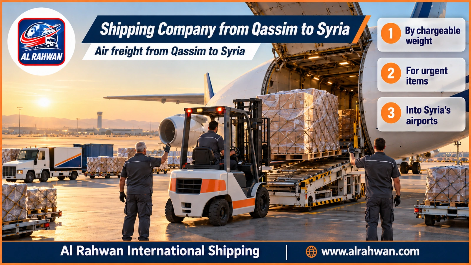 Shipping Company from Qassim to Syria - wrapped air freight parcels stacked on a loading pallet bound for Syria