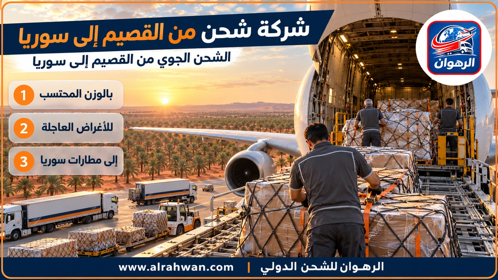 شركة شحن من القصيم إلى سوريا - طرود شحن جوي مغلفة ومرصوصة على منصة تحميل متجهة إلى سوريا