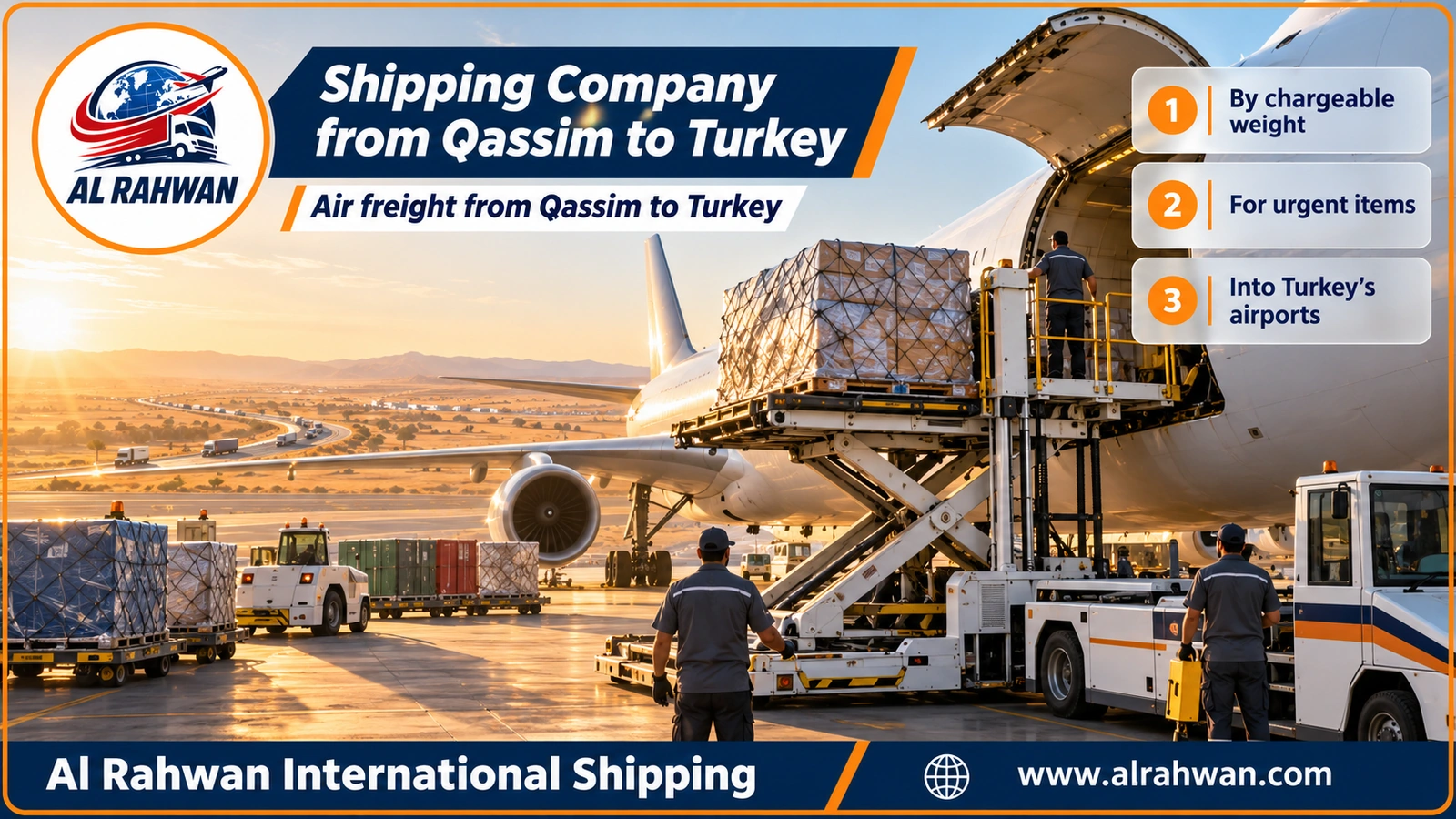 Shipping Company from Qassim to Turkey - wrapped air freight parcels on a loading pallet at an airport near Qassim bound for Turkey