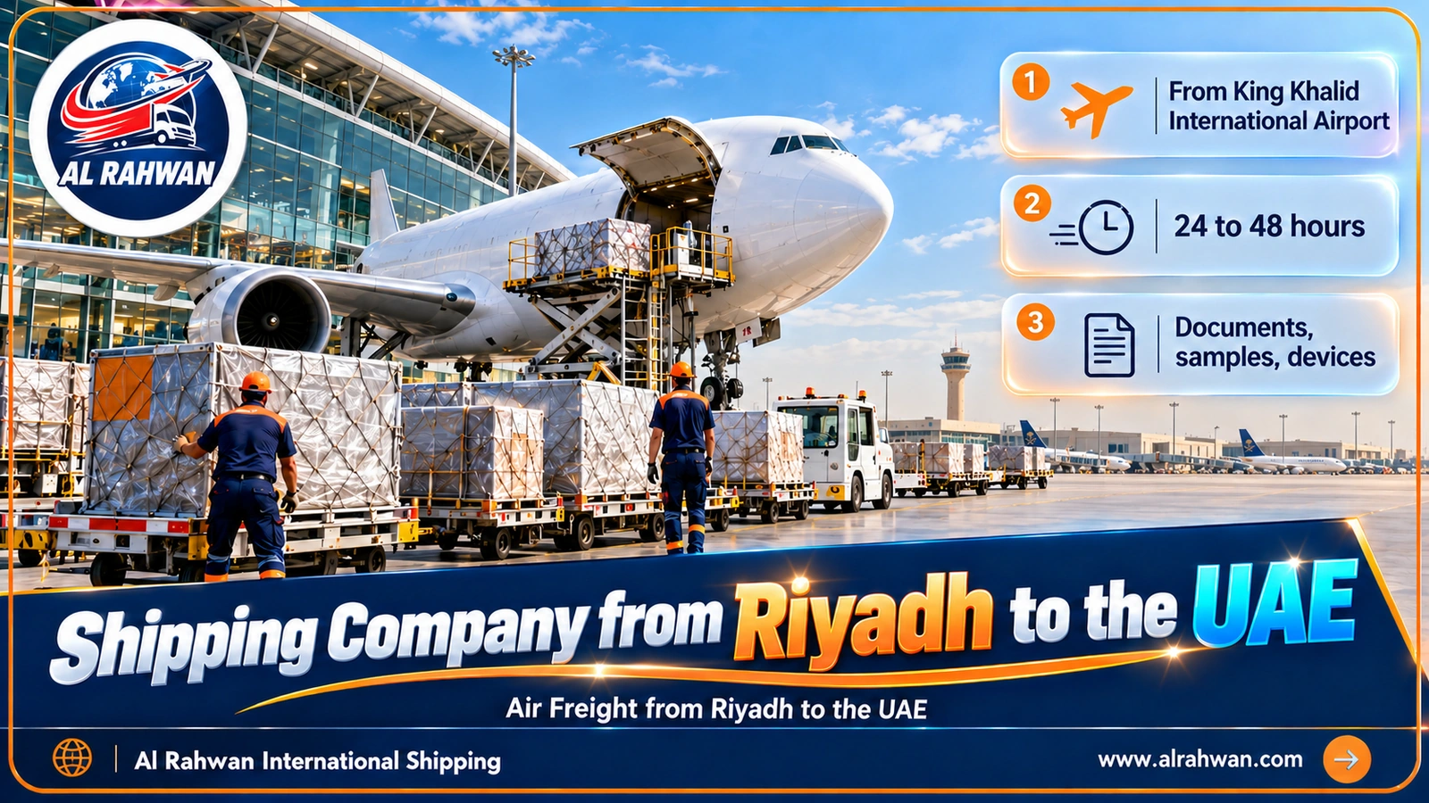An air shipment being handed over at King Khalid International Airport, Riyadh