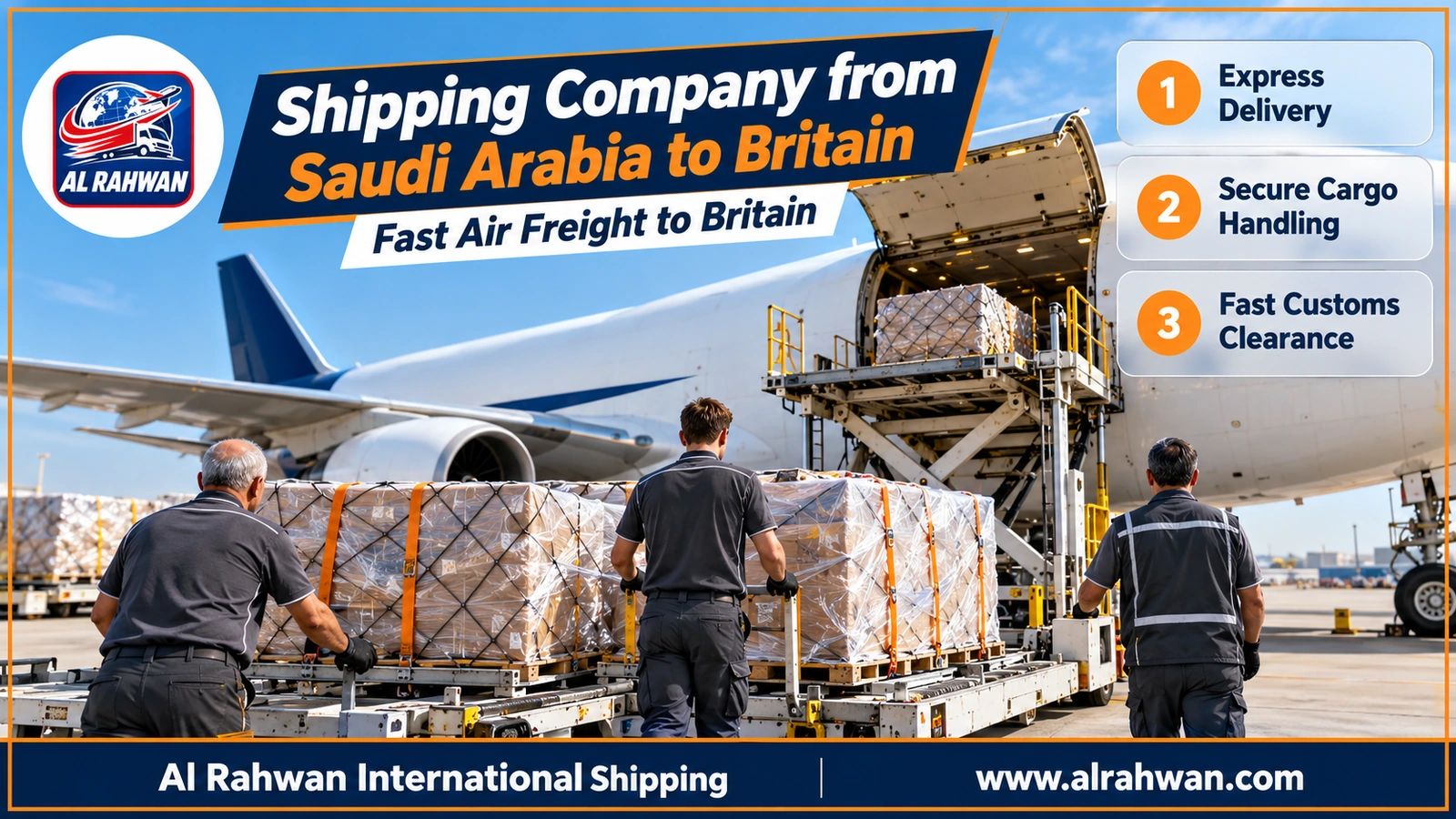 Shipping Company from Saudi Arabia to Britain – air freight cargo loading at the apron