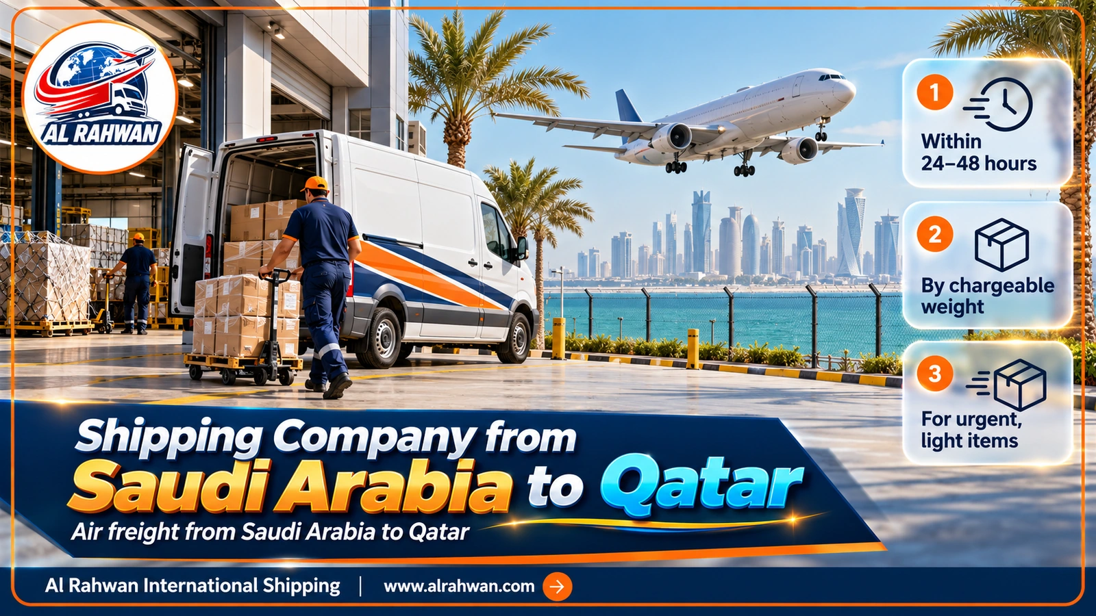 Air freight with a shipping company from Saudi Arabia to Qatar for urgent parcels