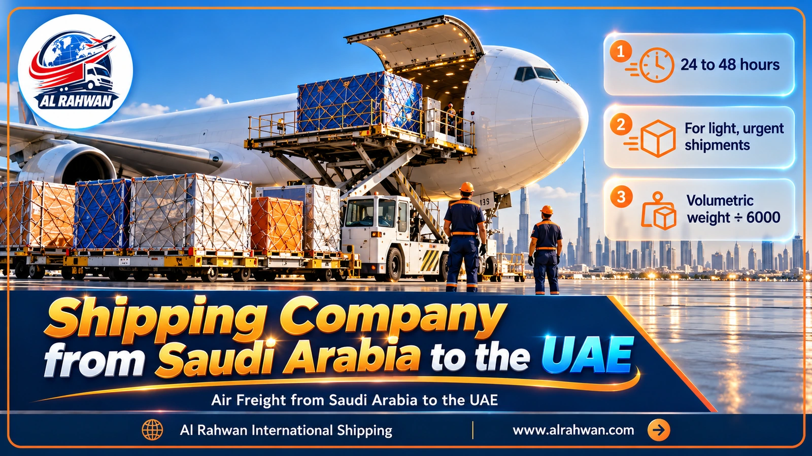 Light air freight consignment ready for delivery from Saudi Arabia to the UAE