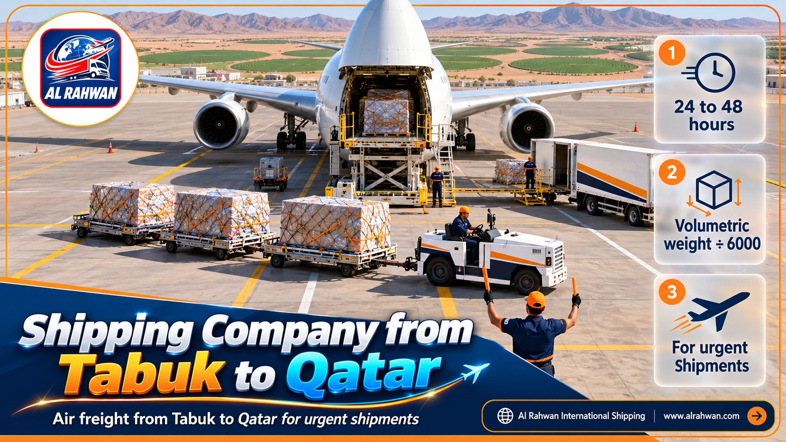 Air shipment being prepared at Tabuk airport bound for Doha