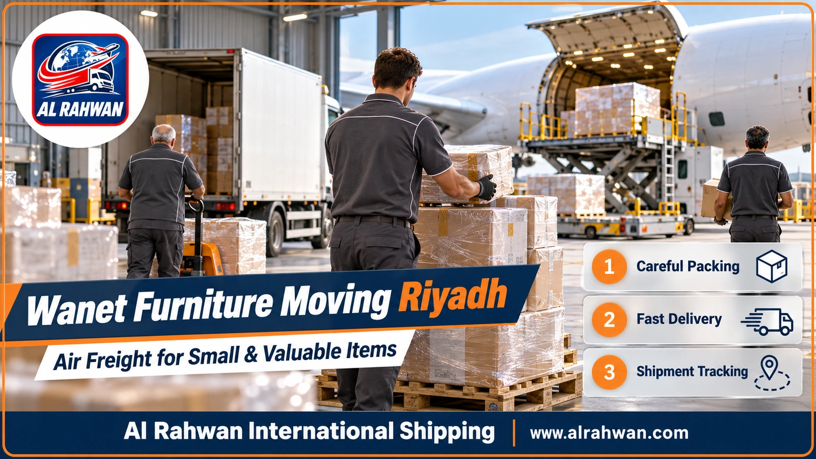 Air freight for small and valuable items from Riyadh - packed parcels ready for air shipping inside a warehouse