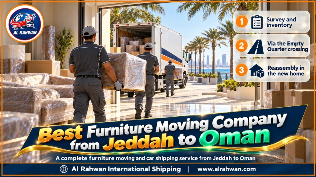 Best Furniture Moving Company from Jeddah to Oman | 0568829975 ◈ Breathable Packing for Wood, Leather and Antiques with Car Shipping to Nizwa and Muscat