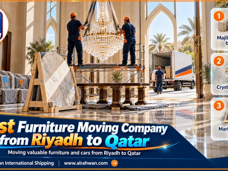 Best Furniture Moving Company from Riyadh to Qatar | 0568829975 ◈ Chandeliers, Majlis Sets and Marble Tables with Car Shipping