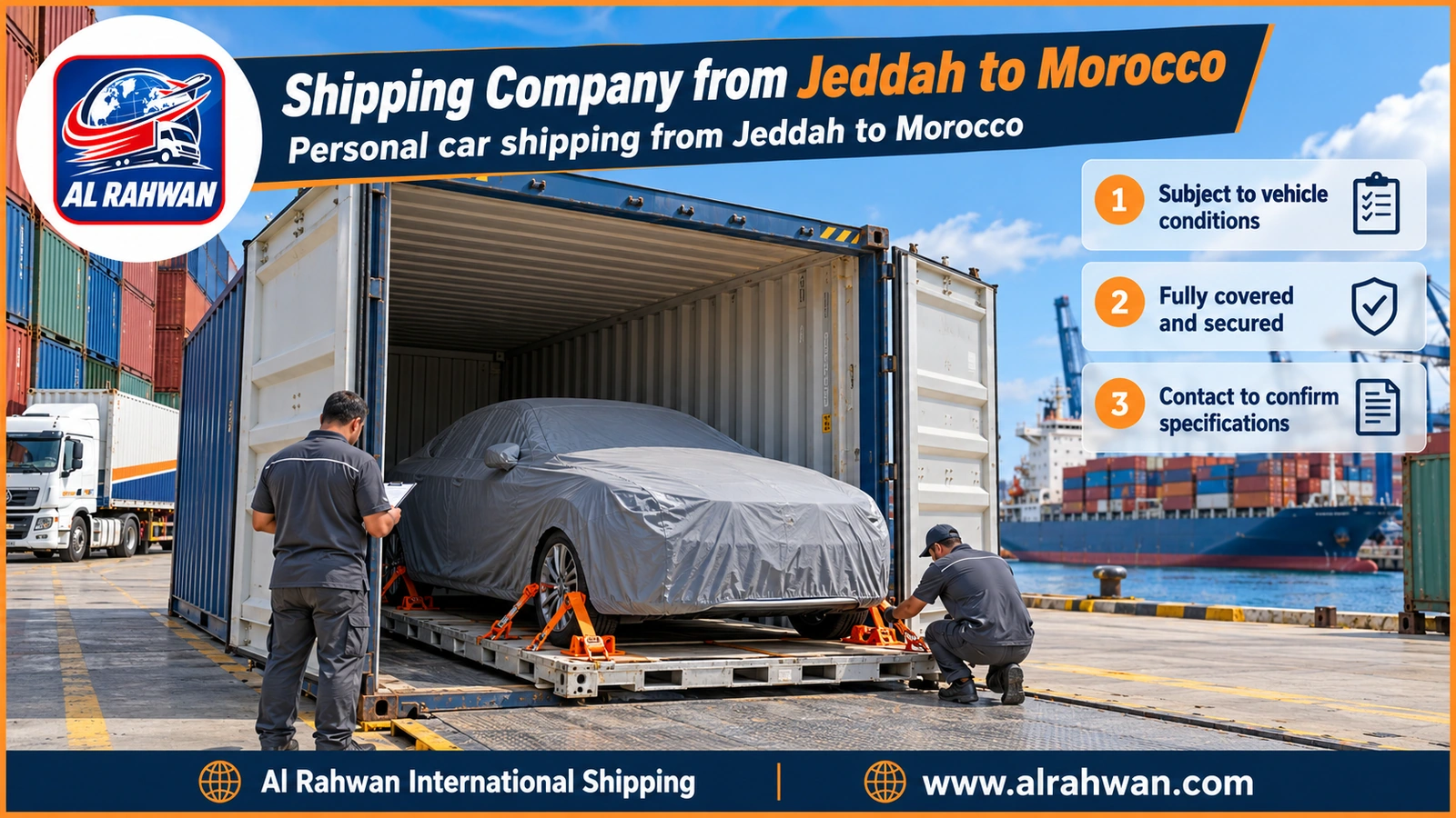 Shipping Company from Jeddah to Morocco - Personal car shipping from Jeddah to Morocco