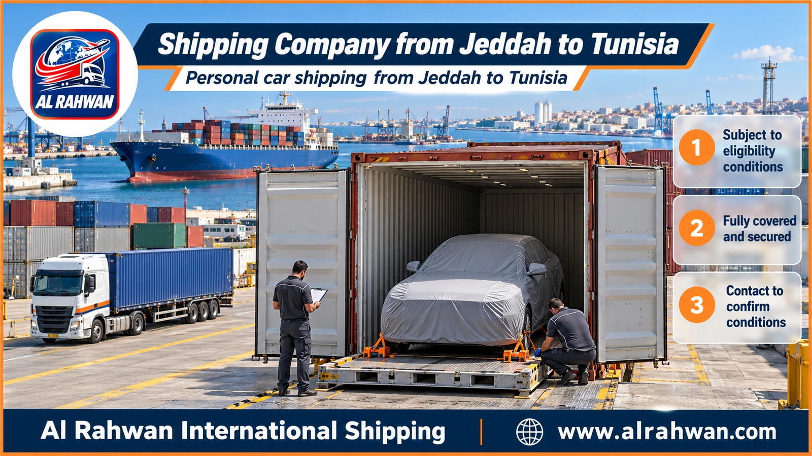 Shipping Company from Jeddah to Tunisia - Personal car shipping from Jeddah to Tunisia