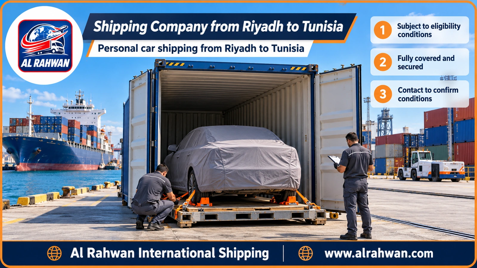 Shipping Company from Riyadh to Tunisia - Personal car shipping from Riyadh to Tunisia