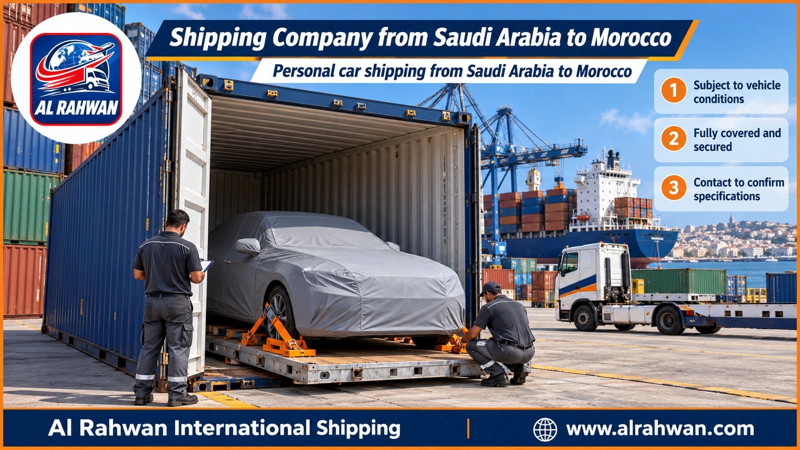 Shipping Company from Saudi Arabia to Morocco - Personal car shipping from Saudi Arabia to Morocco