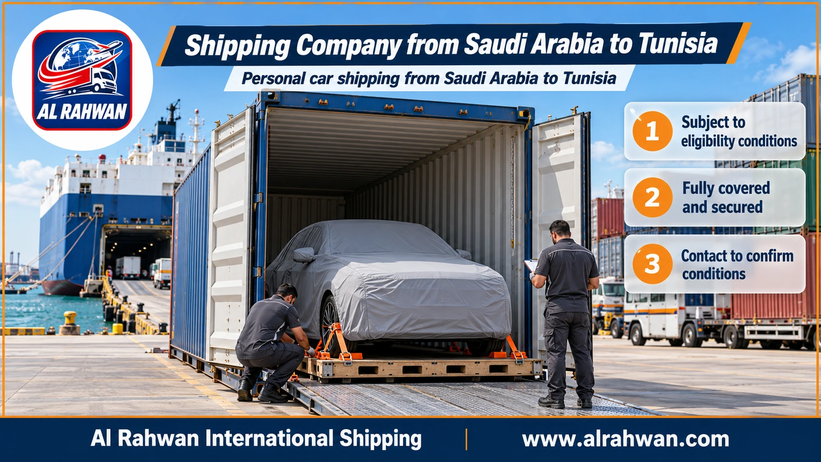 Shipping Company from Saudi Arabia to Tunisia - Personal car shipping from Saudi Arabia to Tunisia