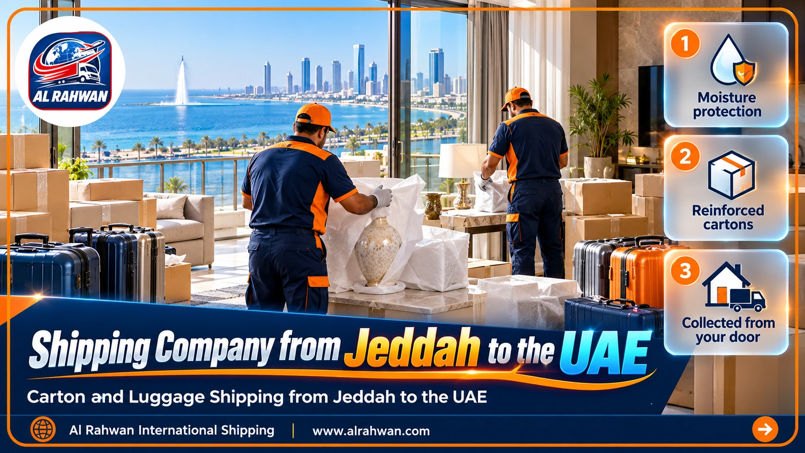 Cartons being packed in a Jeddah flat before shipping to Dubai