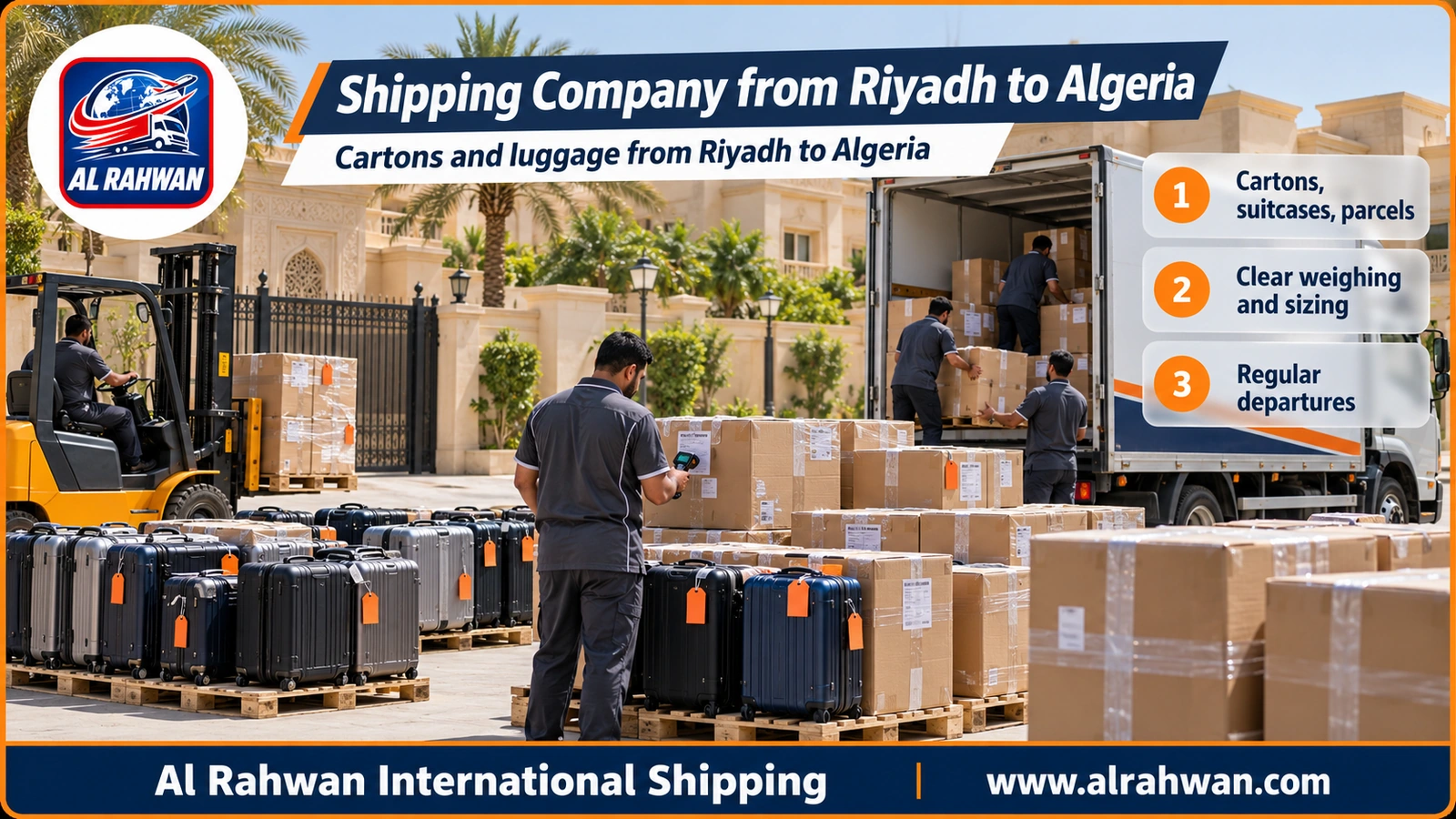 Shipping Company from Riyadh to Algeria - Cartons and luggage from Riyadh to Algeria