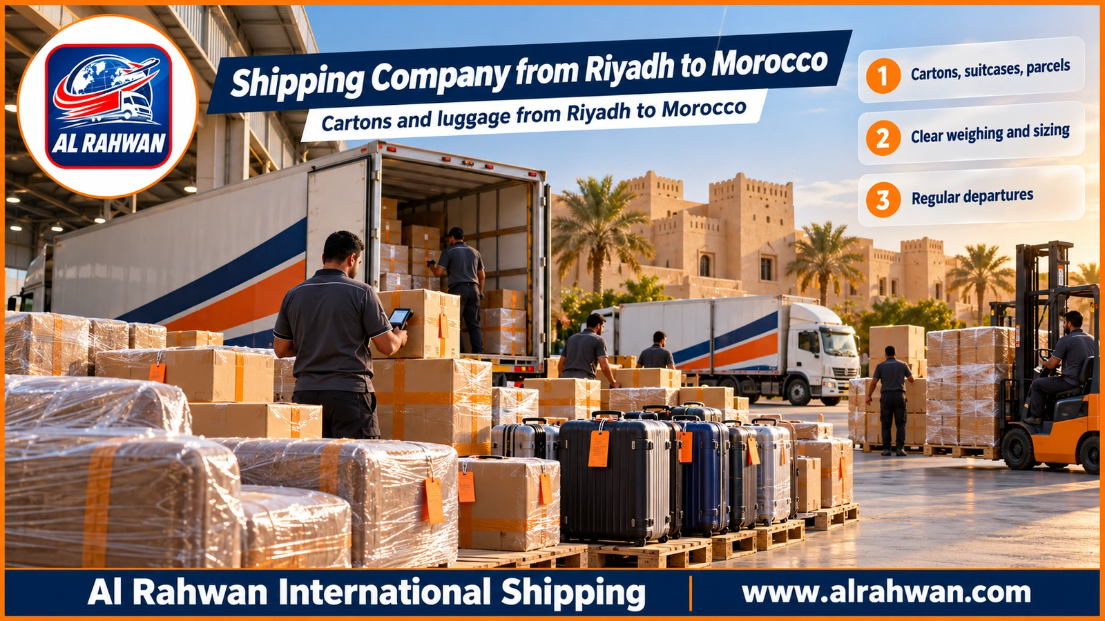 Shipping Company from Riyadh to Morocco - Cartons and luggage from Riyadh to Morocco