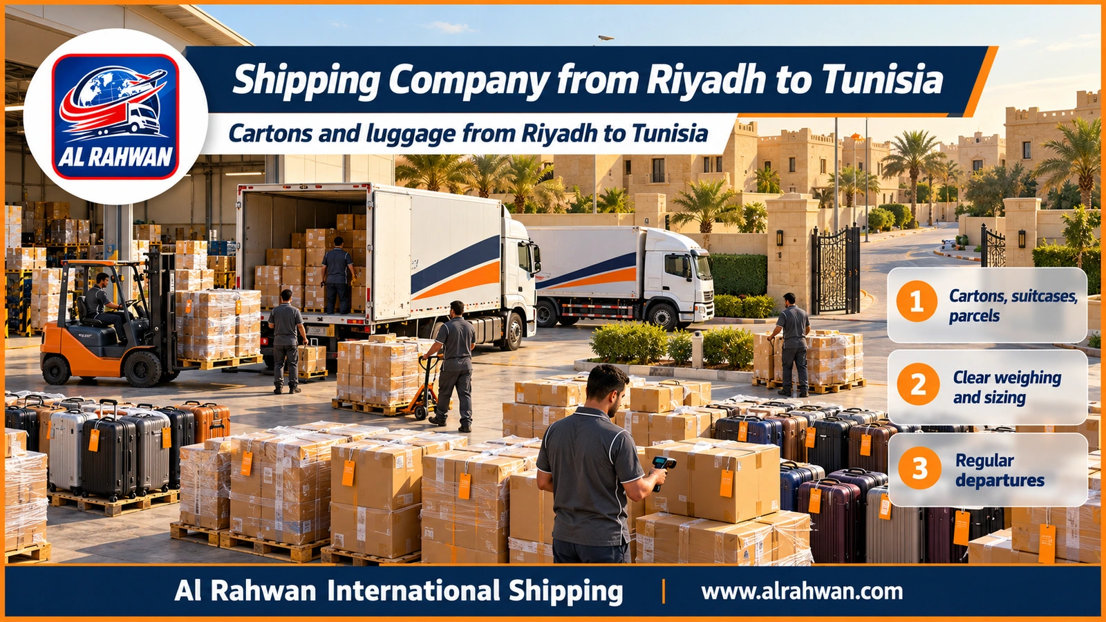 Shipping Company from Riyadh to Tunisia - Cartons and luggage from Riyadh to Tunisia