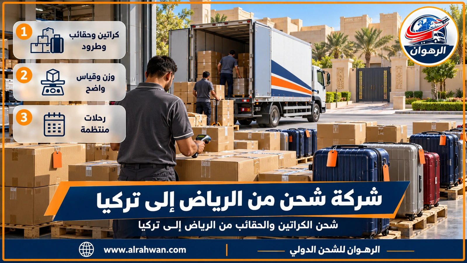 شحن الكراتين والحقائب من الرياض إلى تركيا