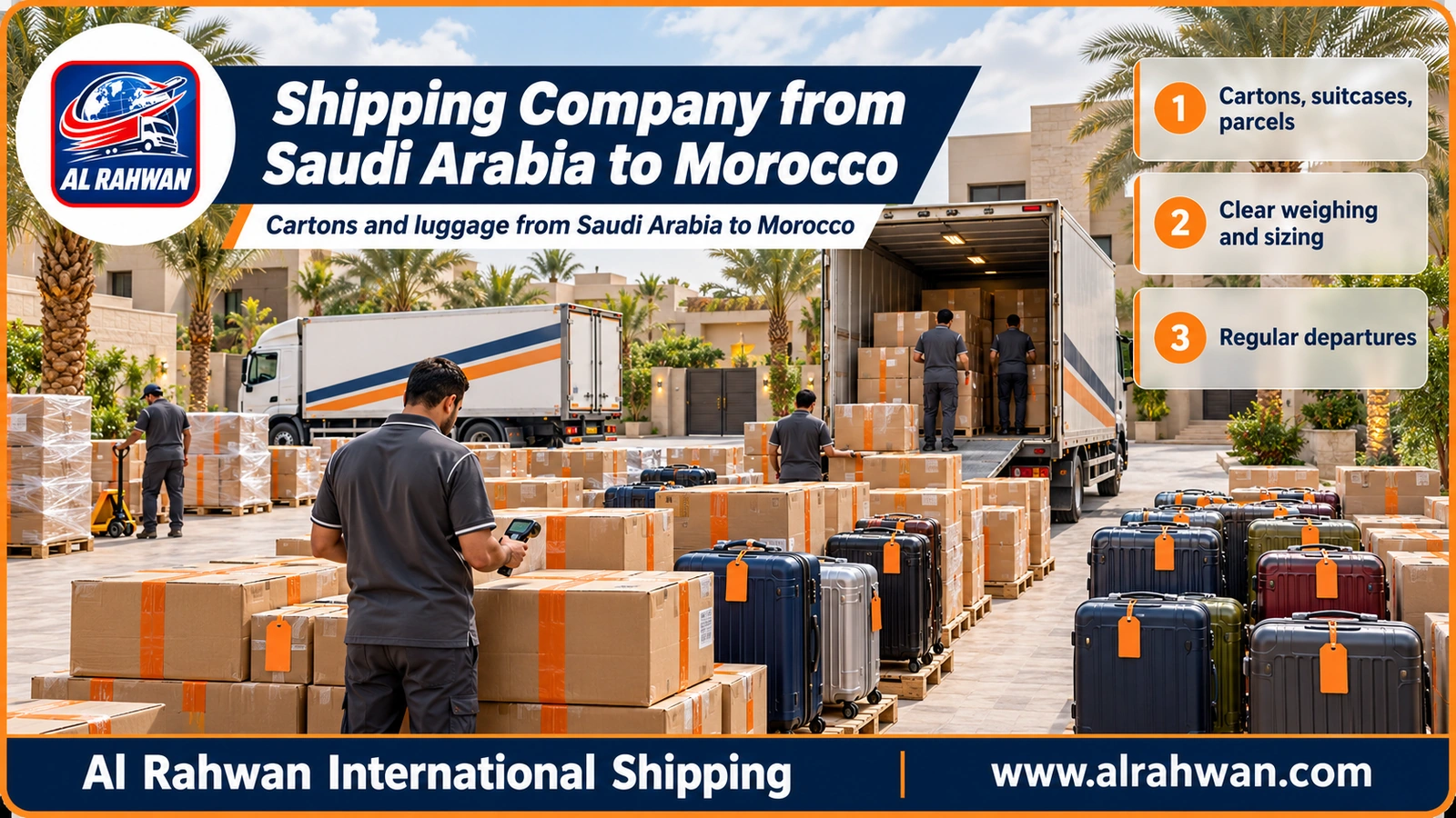 Shipping Company from Saudi Arabia to Morocco - Cartons and luggage from Saudi Arabia to Morocco