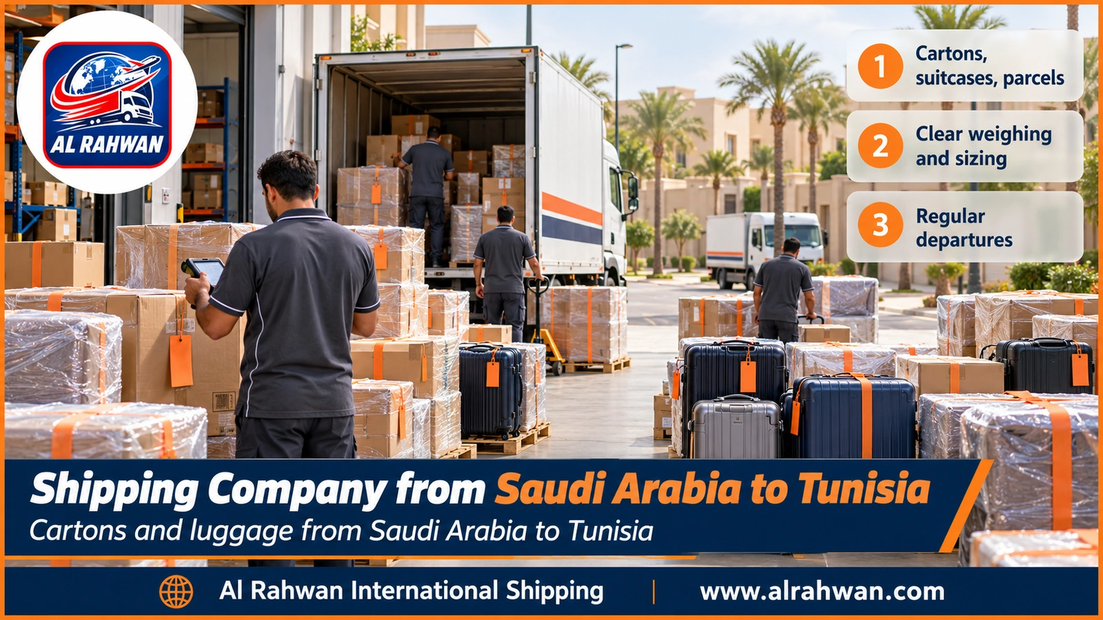 Shipping Company from Saudi Arabia to Tunisia - Cartons and luggage from Saudi Arabia to Tunisia