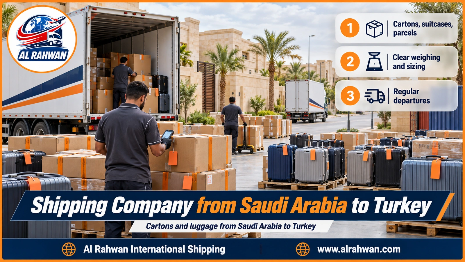 شحن الكراتين والحقائب من السعودية إلى تركيا