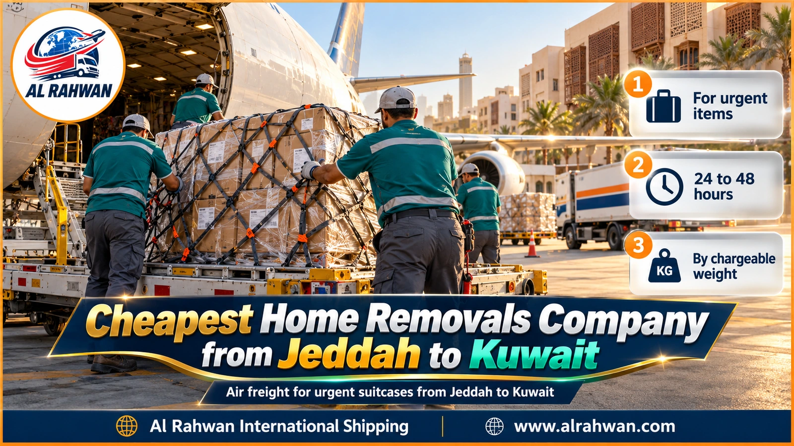 Urgent suitcases being prepared at Jeddah airport for air freight to Kuwait