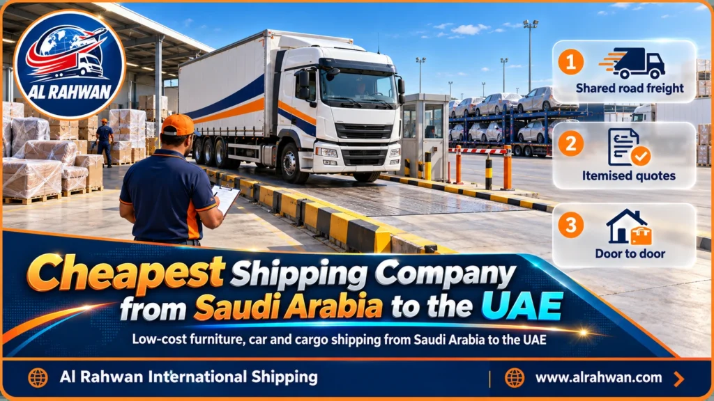 Cheapest Shipping Company from Saudi Arabia to the UAE | 0568829975 ◈ Shared Freight and Car Shipping at the Lowest Cost