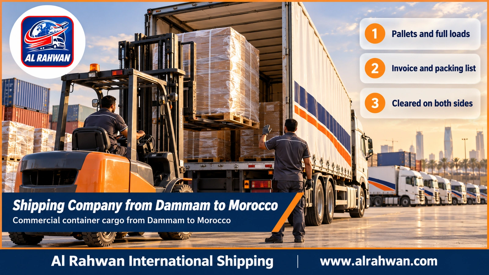 Shipping Company from Dammam to Morocco - Commercial container cargo from Dammam to Morocco