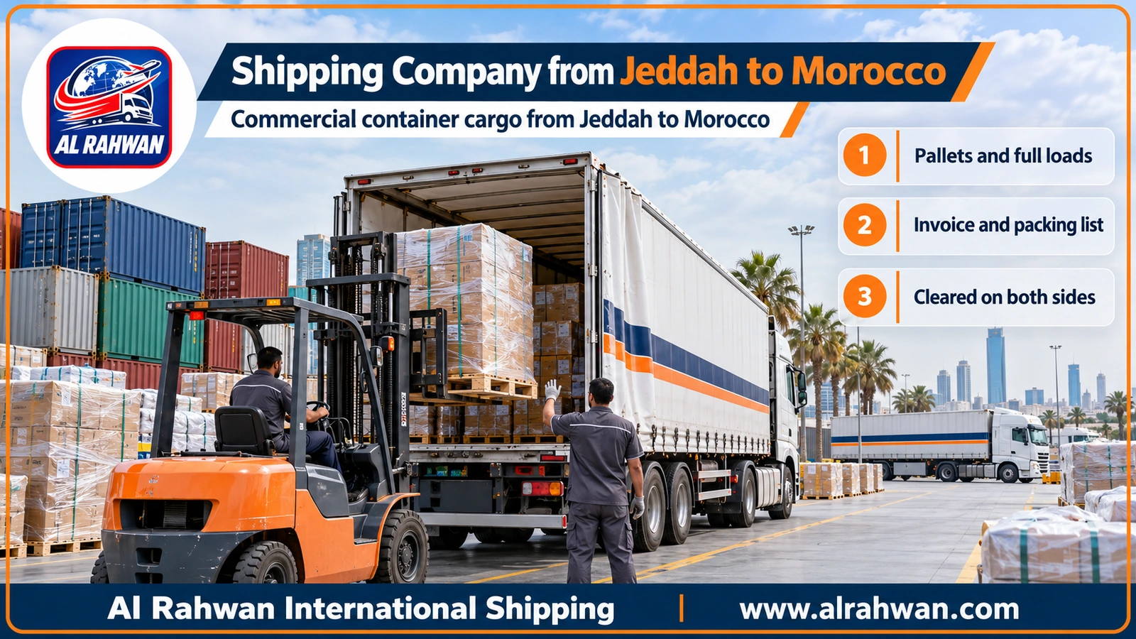 Shipping Company from Jeddah to Morocco - Commercial container cargo from Jeddah to Morocco