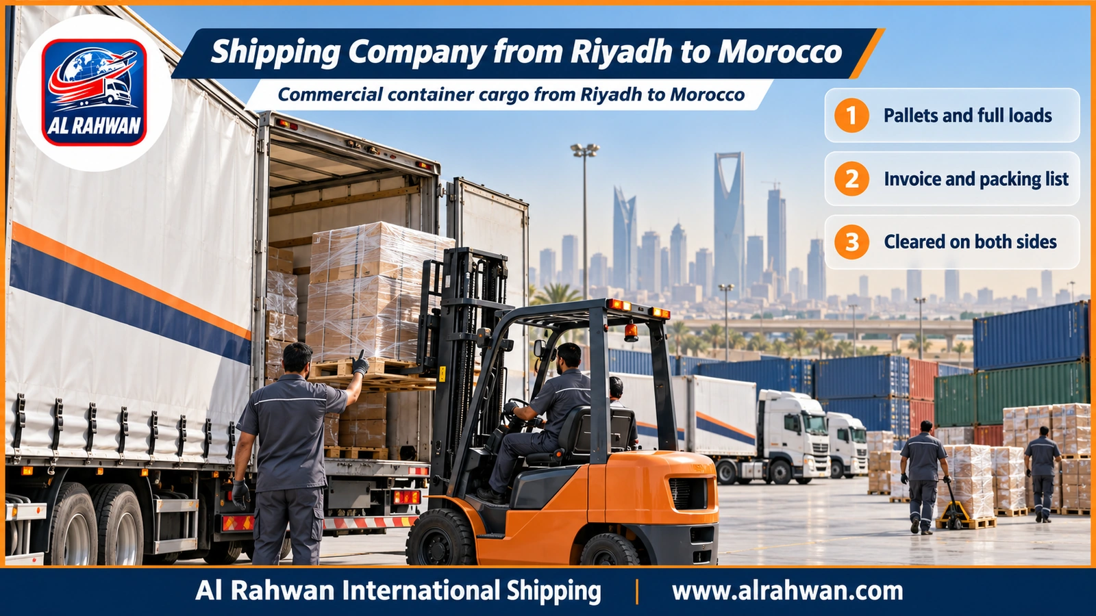 Shipping Company from Riyadh to Morocco - Commercial container cargo from Riyadh to Morocco
