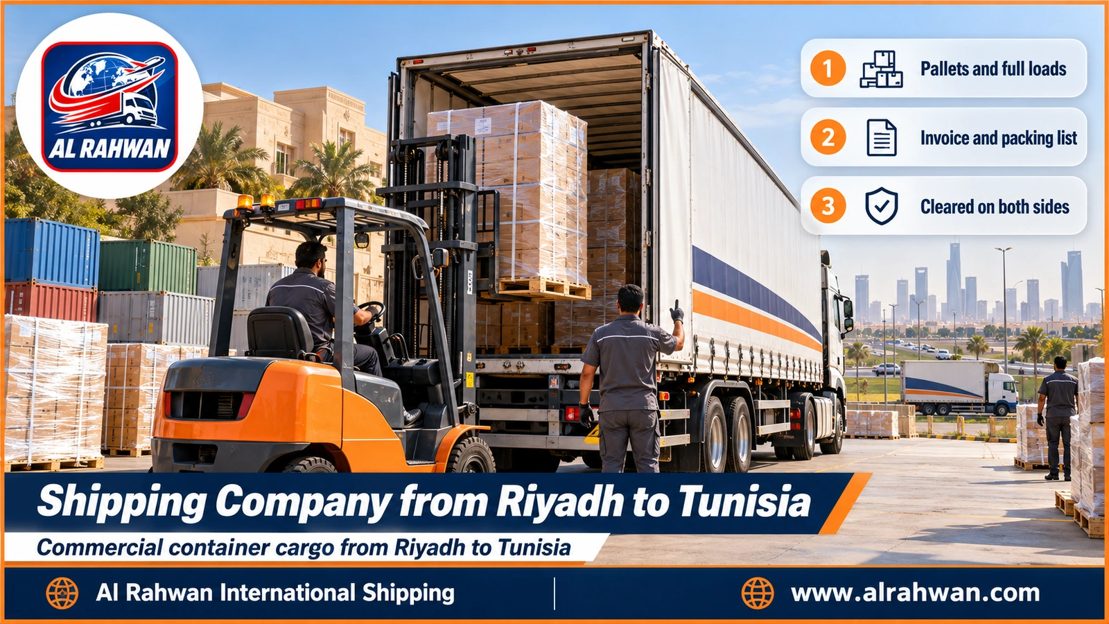 Shipping Company from Riyadh to Tunisia - Commercial container cargo from Riyadh to Tunisia