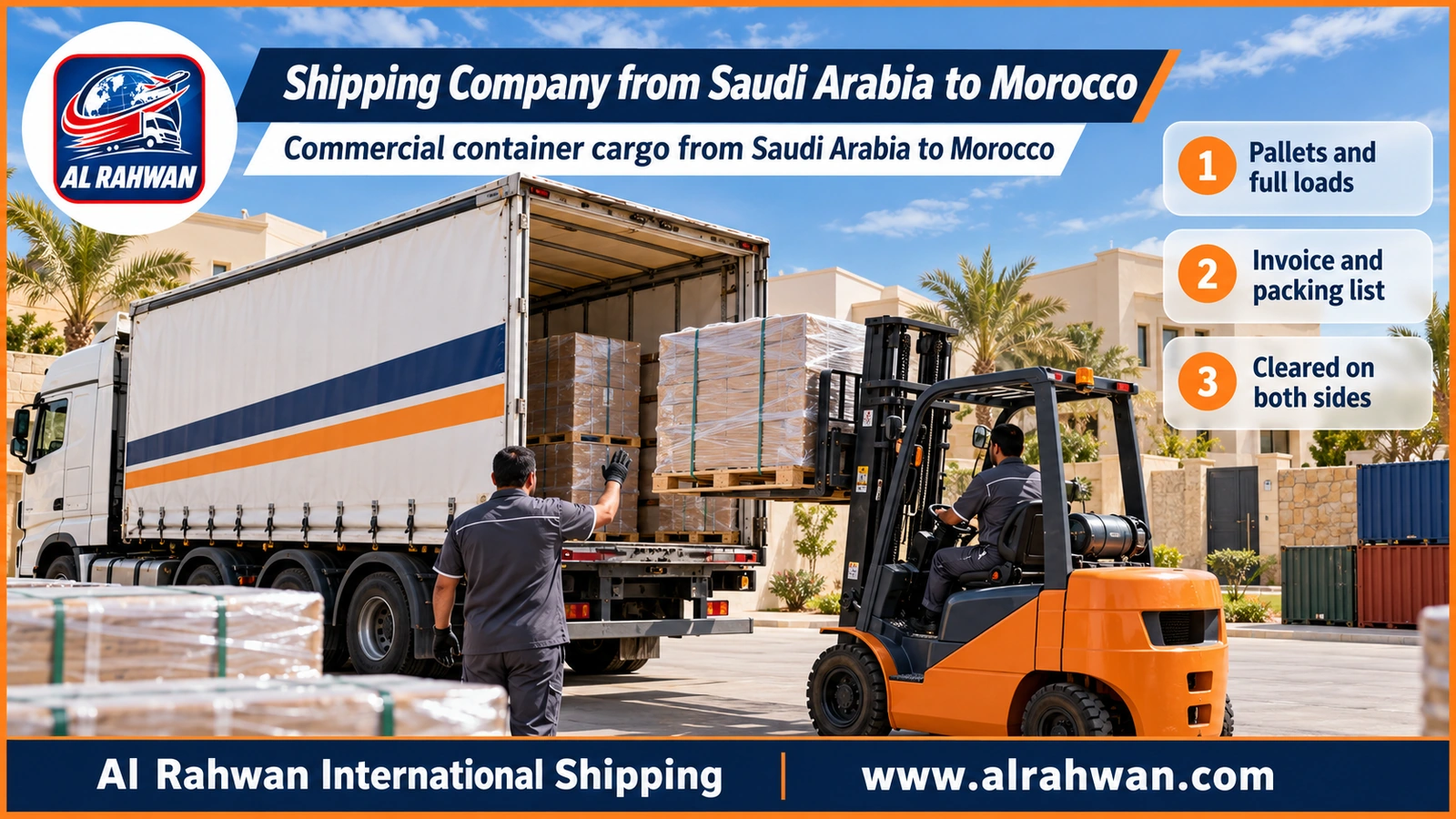 Shipping Company from Saudi Arabia to Morocco - Commercial container cargo from Saudi Arabia to Morocco